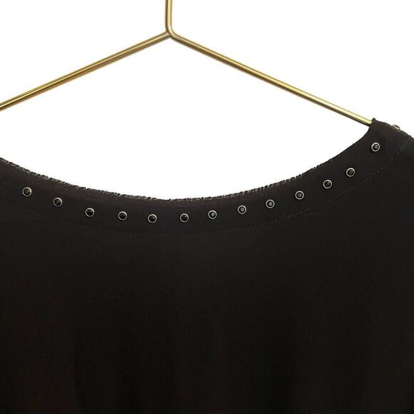Zadig & Voltaire Deluxe Black Silk Studded V Neck Dress Size MED - Picture 7 of 8